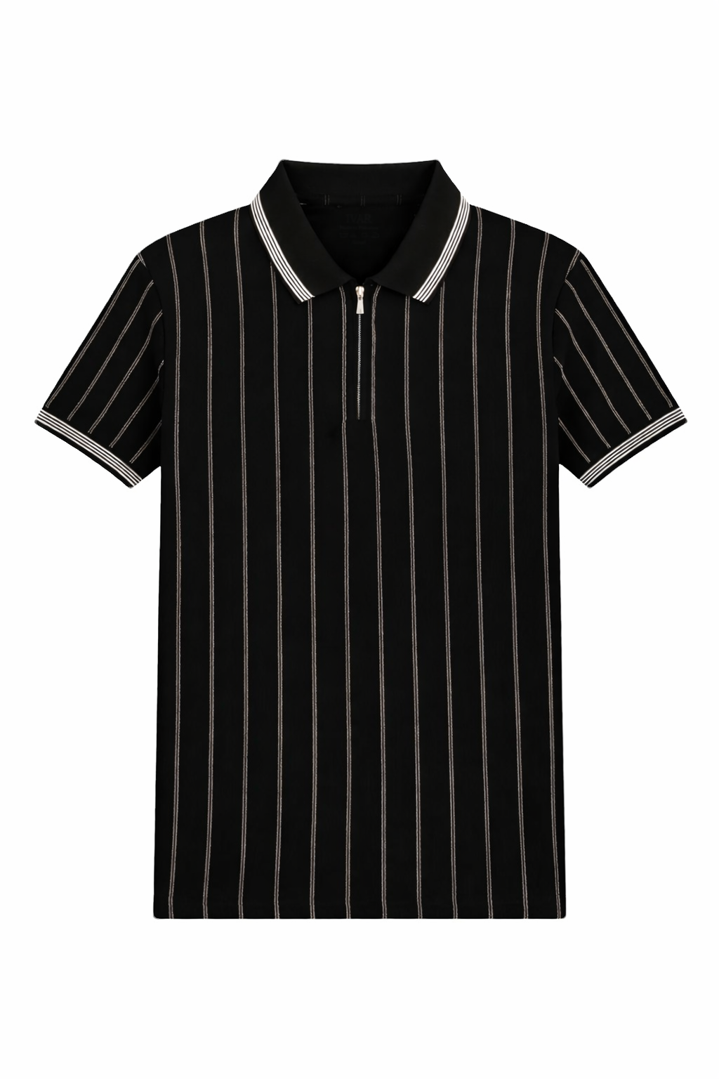 Black Jacquard Zipper Polo