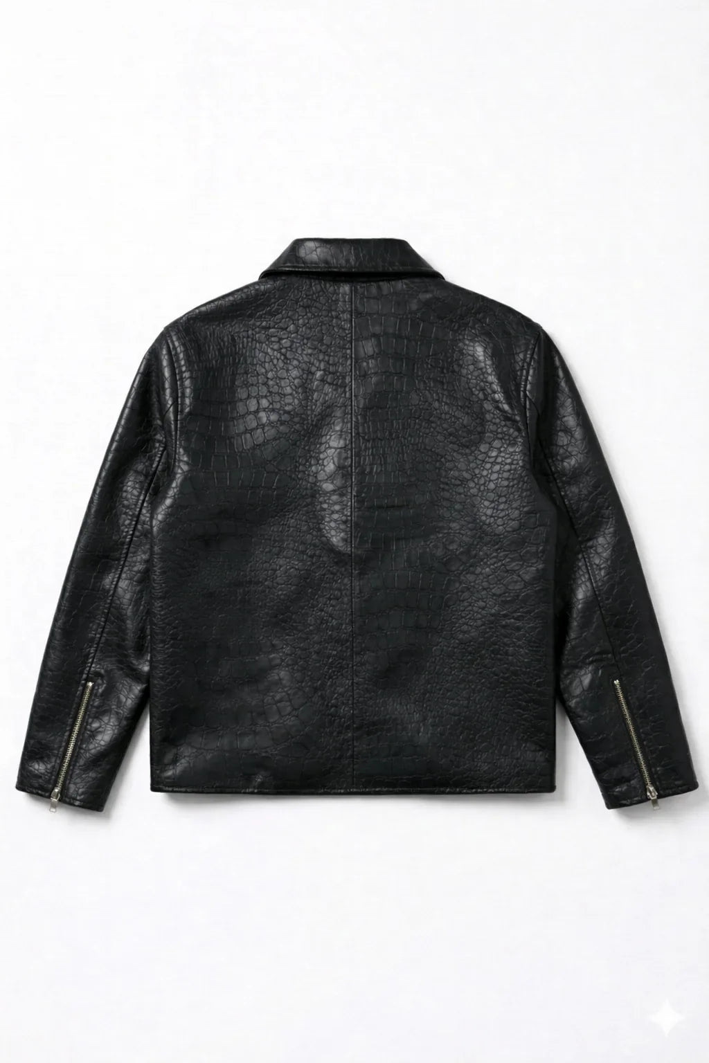 Black Croc Embossed Leather Jacket