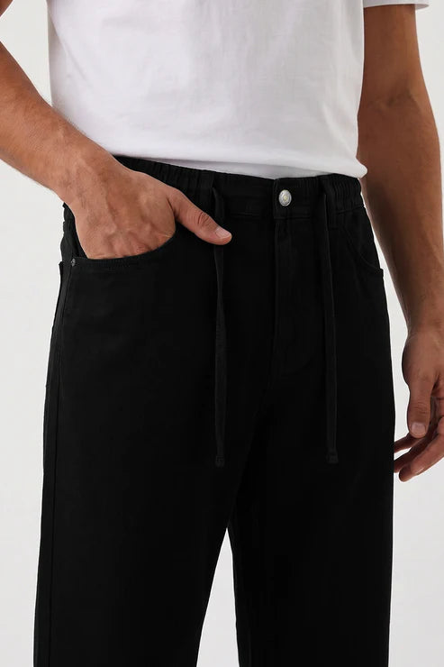 Black Linen Denim Pants Jeans