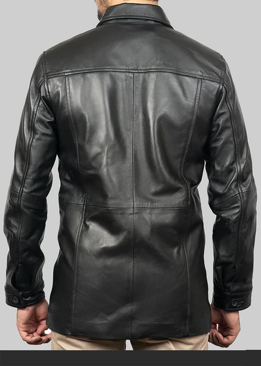 Men’s Classic Short Trench Coat - Leather