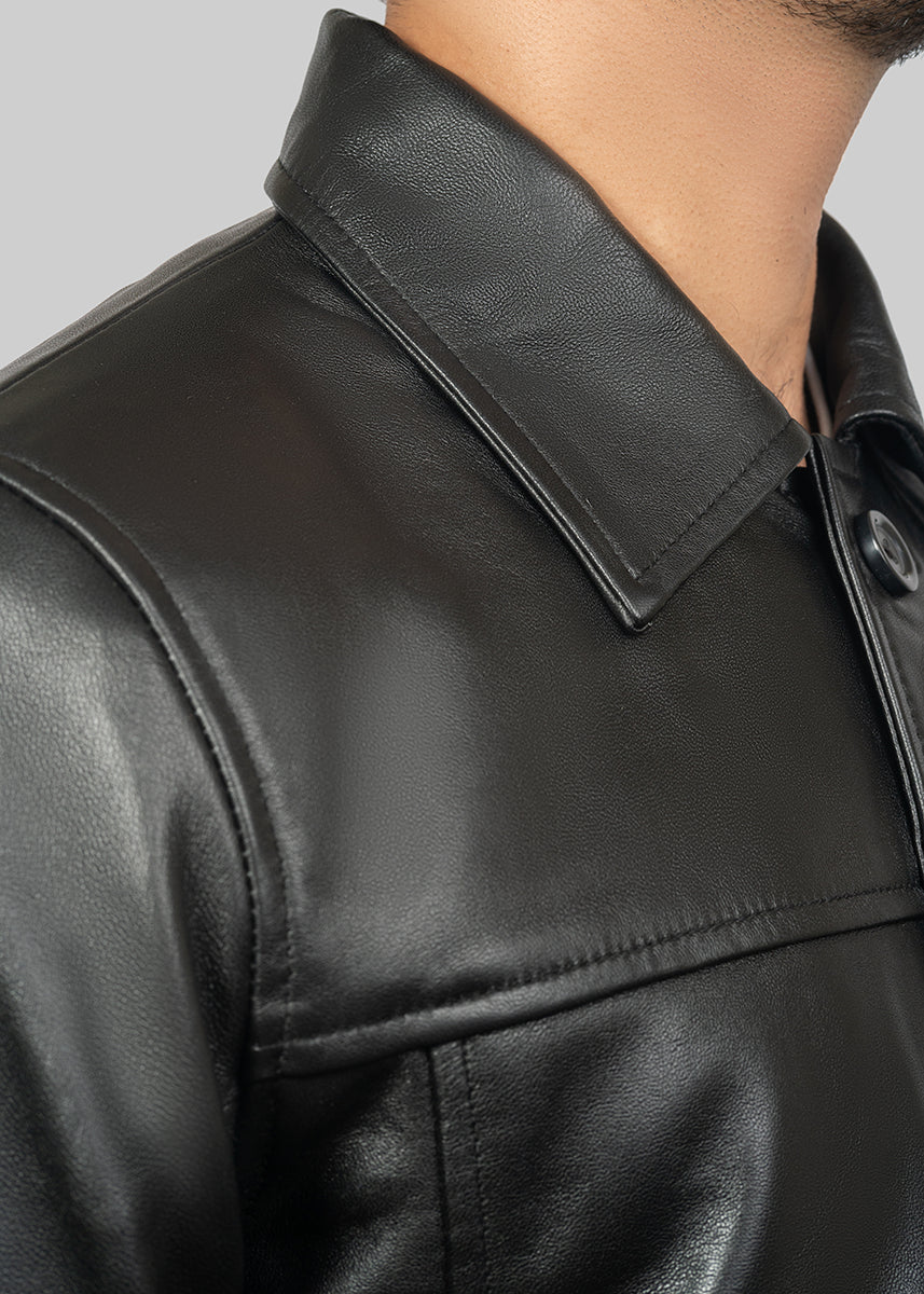Men’s Classic Short Trench Coat - Leather