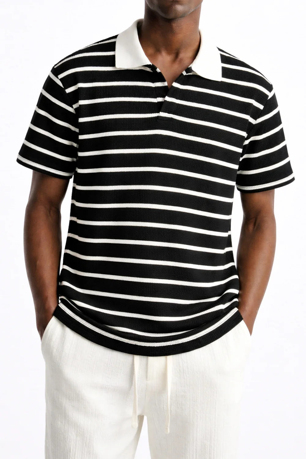 Black Textured Polo