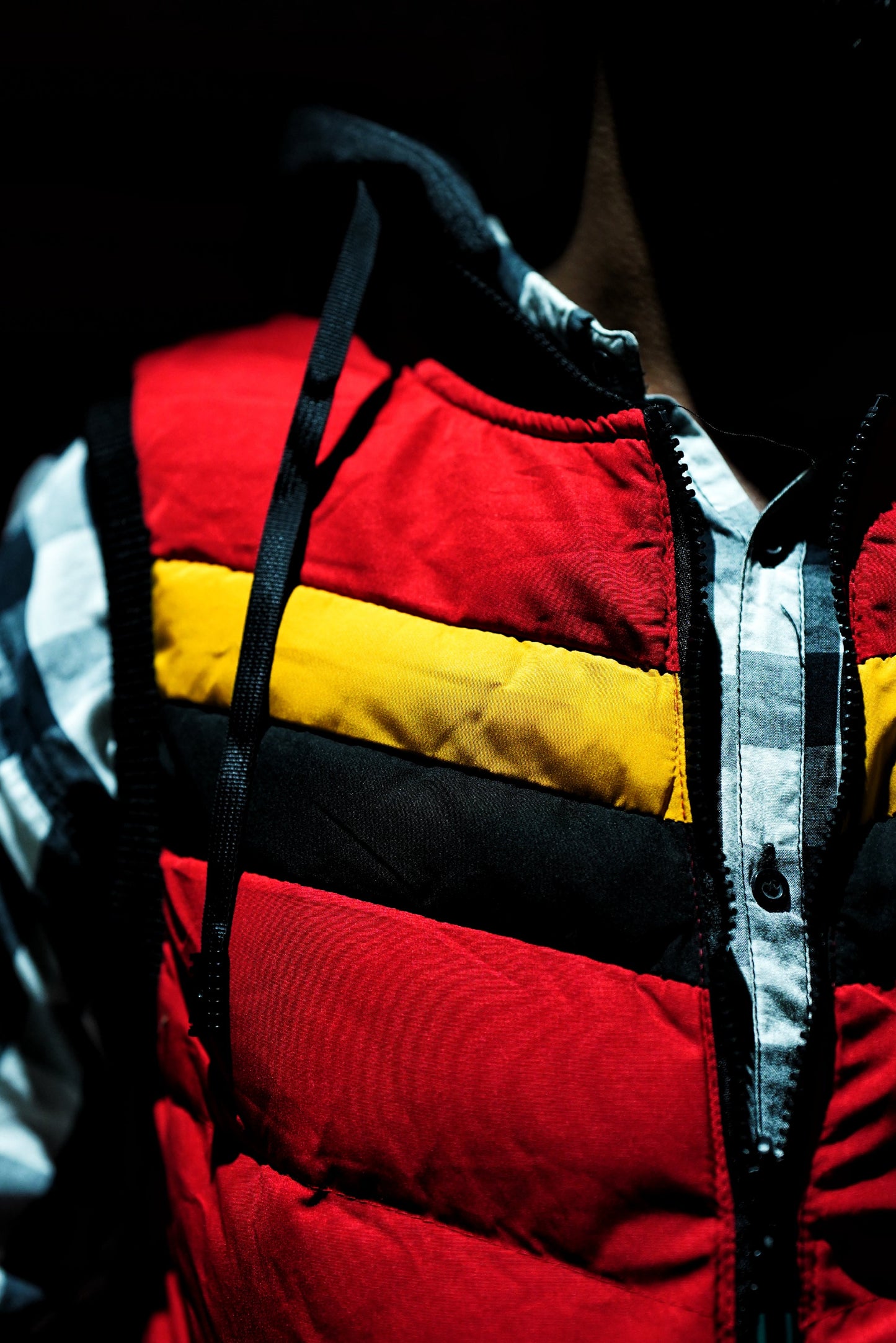 Red Tri-Stripe Puffer Jacket – Bold Winter Essential