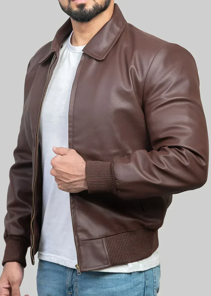 Men's Brown Bomber Leather Jacket