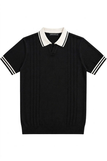 Black Monaco Flat Knit Polo