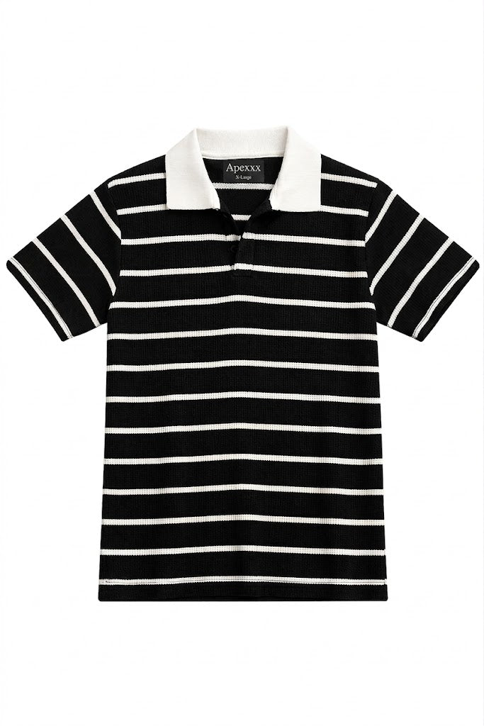Black Textured Polo