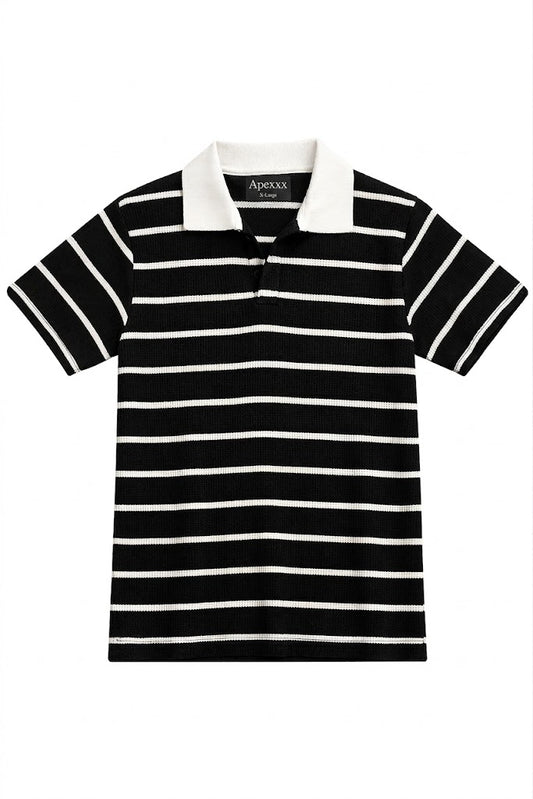 Black Textured Polo