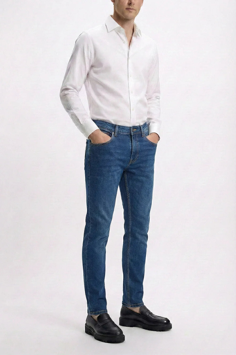 Light Blue Denim with Golden Thread Jeans