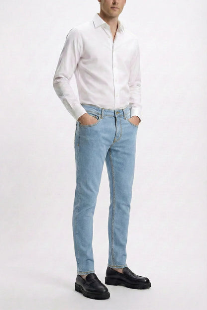 Ice Blue Denim with Golden Thread Jeans