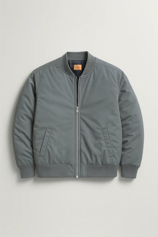 Steel Grey Windshell Bomber Jacket