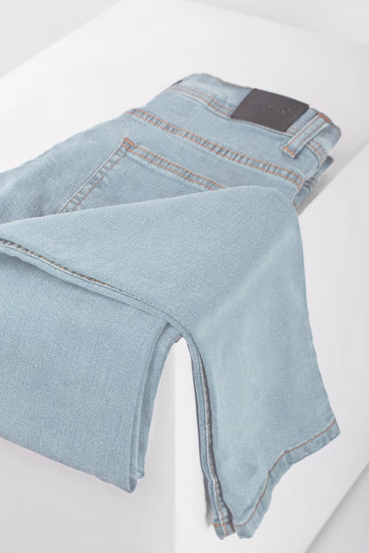 Ice Blue Denim with Golden Thread Jeans
