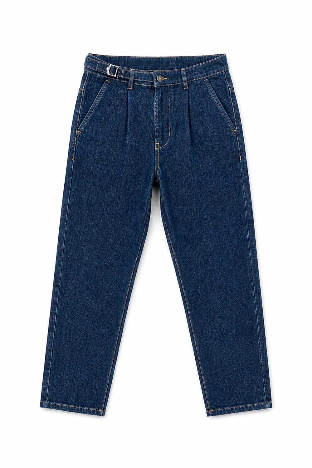 Mid Blue Pleated Gurkha Denim Jeans