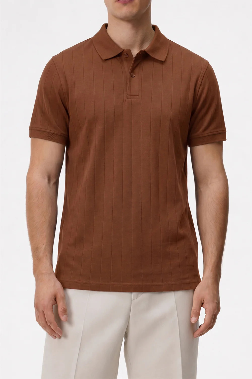 Brown Drop Needle Polo