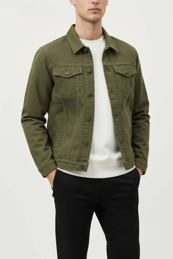 Olive Green Denim Jacket