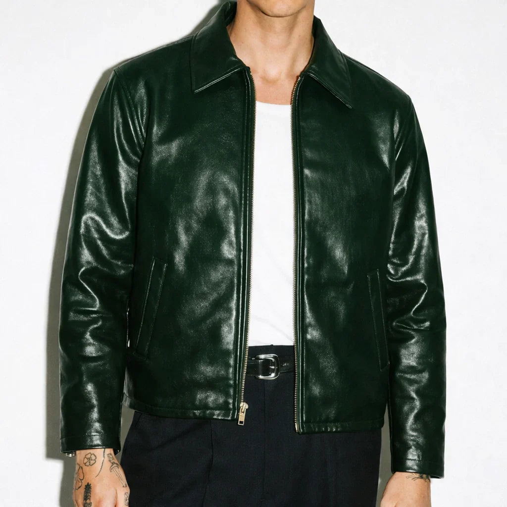 Maverick 2.0 Dark Green Leather Jacket