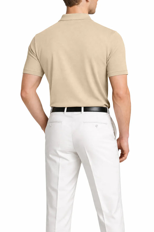 Beige Johnny Collar Polo