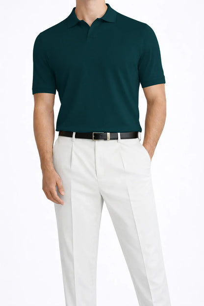 Teal Green Johnny Collar Polo