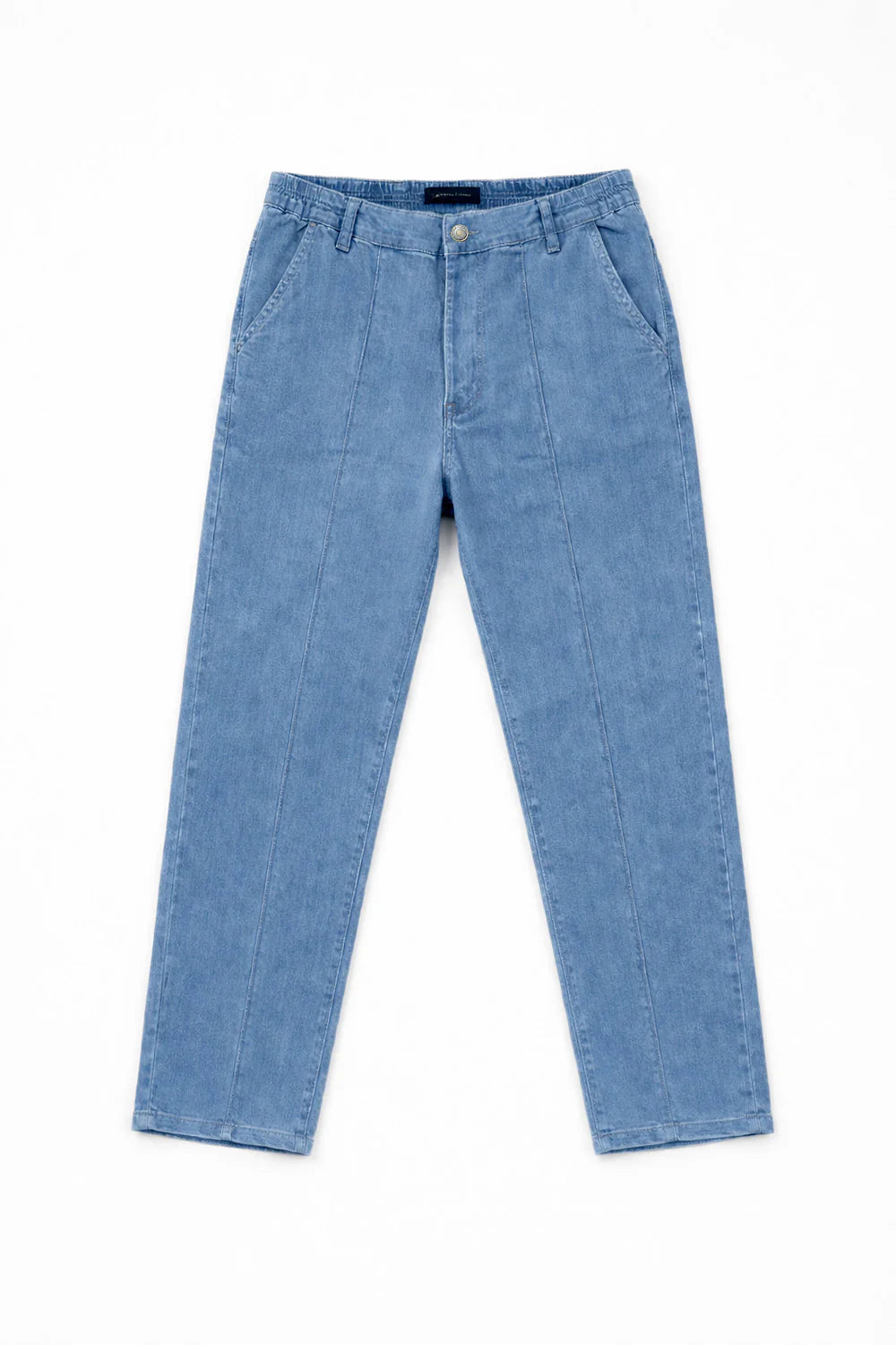 French Terry Light Blue Pleated Denim Jeans