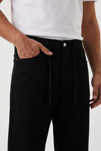 Black Linen Denim Pants Jeans