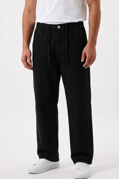 Black Linen Denim Pants Jeans
