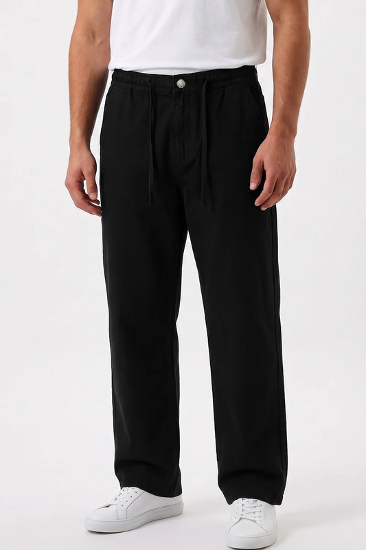 Black Linen Denim Pants Jeans