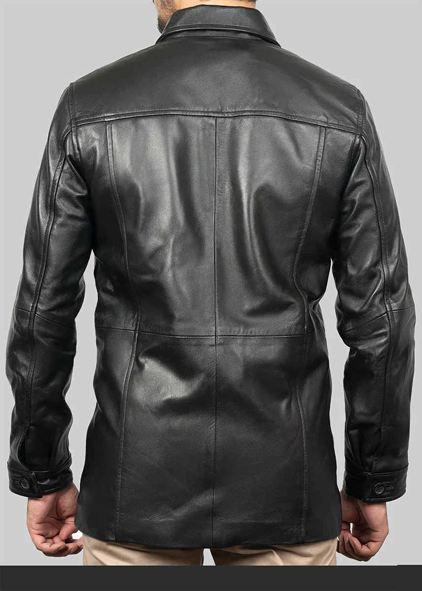 Men’s Classic Short Trench Coat - Leather