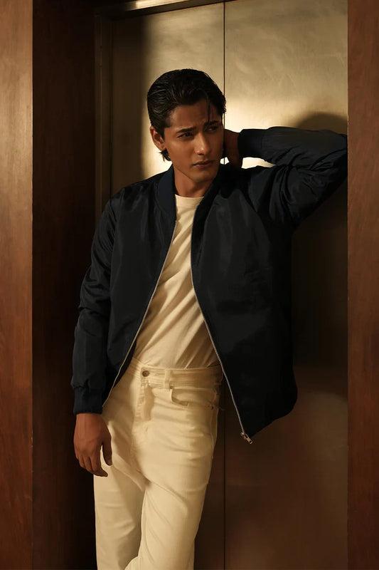 Navy Windshell Bomber Jacket