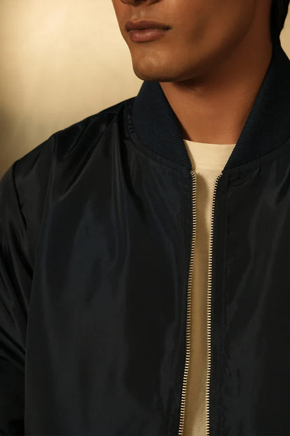 Navy Windshell Bomber Jacket