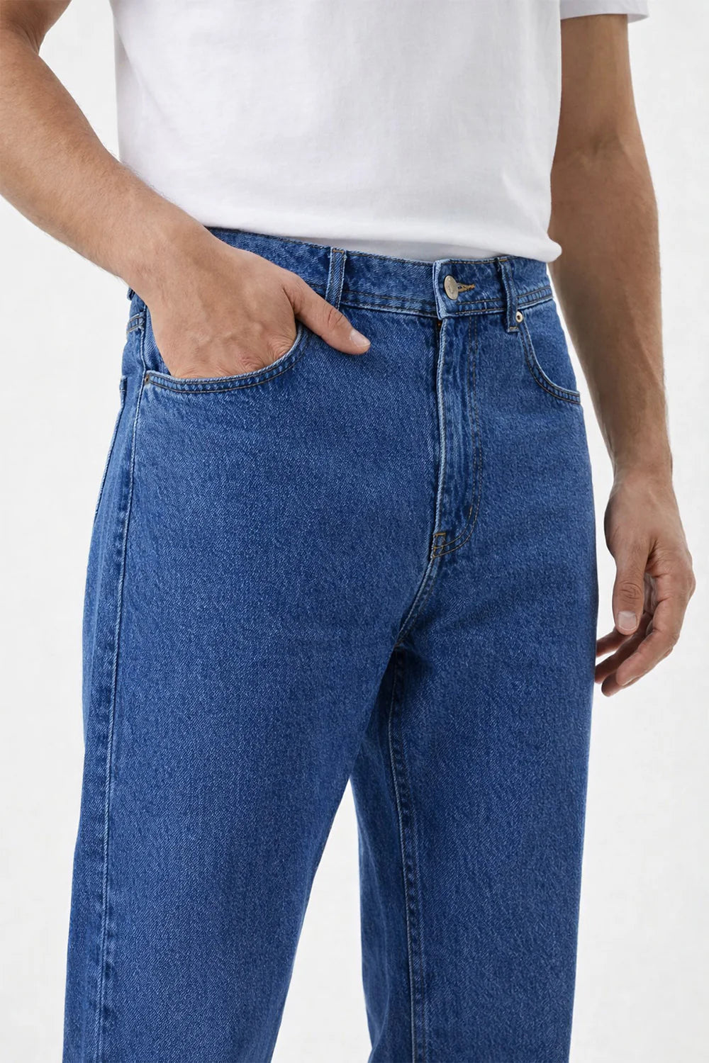 Mid Blue Straight Fit Denim Jeans
