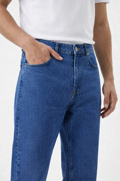Mid Blue Straight Fit Denim Jeans