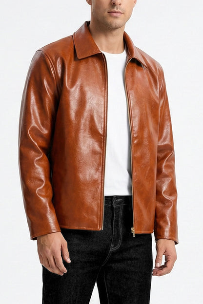 Maverick Tan Brown Leather Jacket