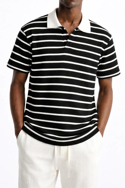 Black Textured Polo