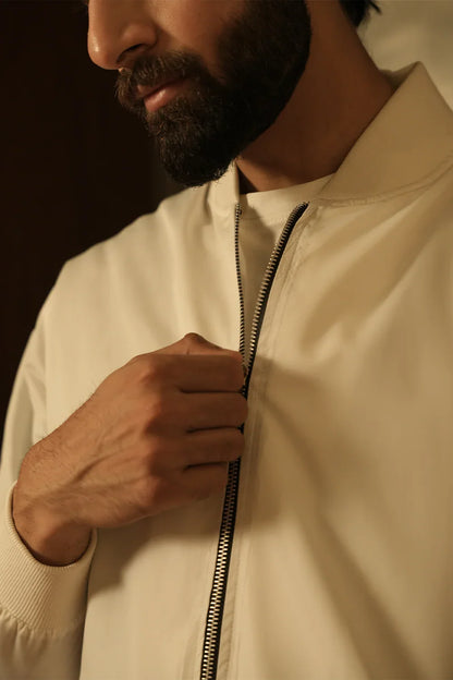 White Windshell Bomber Jacket