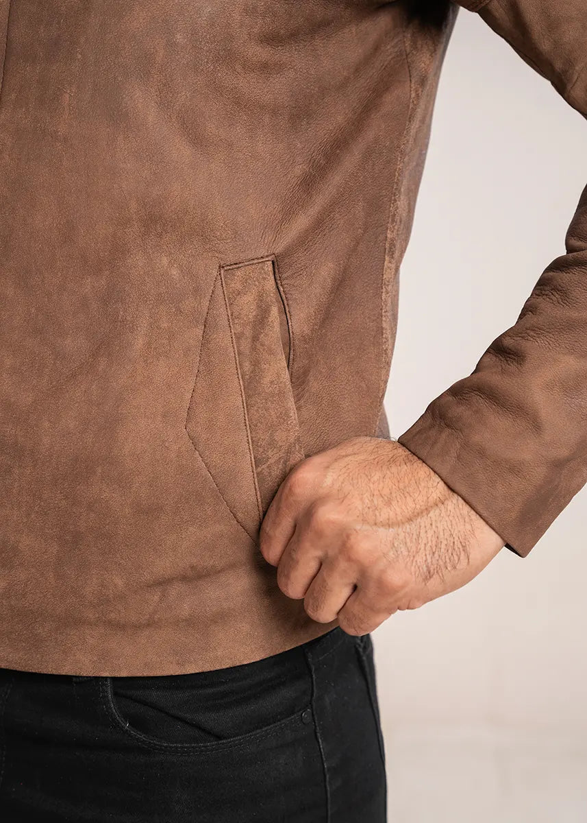 Men's Brown Suede Leather Jacket