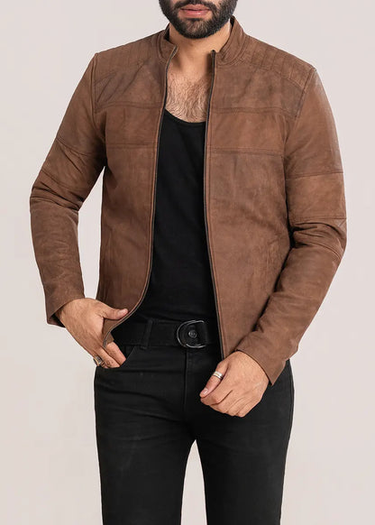 Men's Brown Suede Leather Jacket