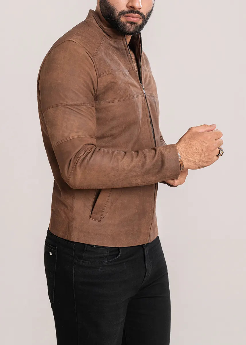 Men's Brown Suede Leather Jacket