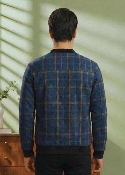 Blue Jacket Quilted-Woolen Check