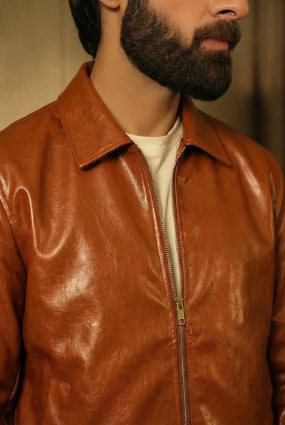 Maverick Tan Brown Leather Jacket